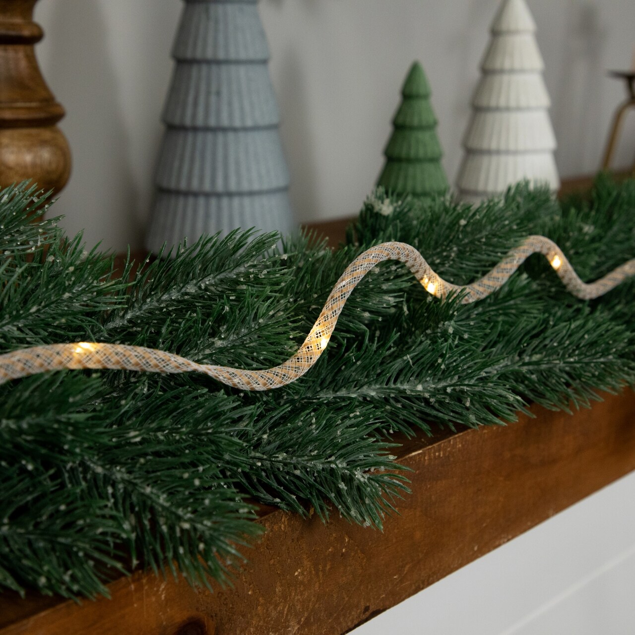 Northlight Pre-Lit Battery Operated Rope Christmas Garland - 6.75' x .25" - Warm White Lights